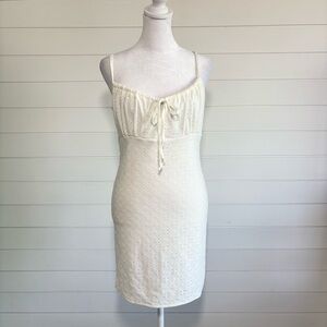 FASHIONOVA Chic Cream Spaghetti Strap White‎ Mini Dress Size L